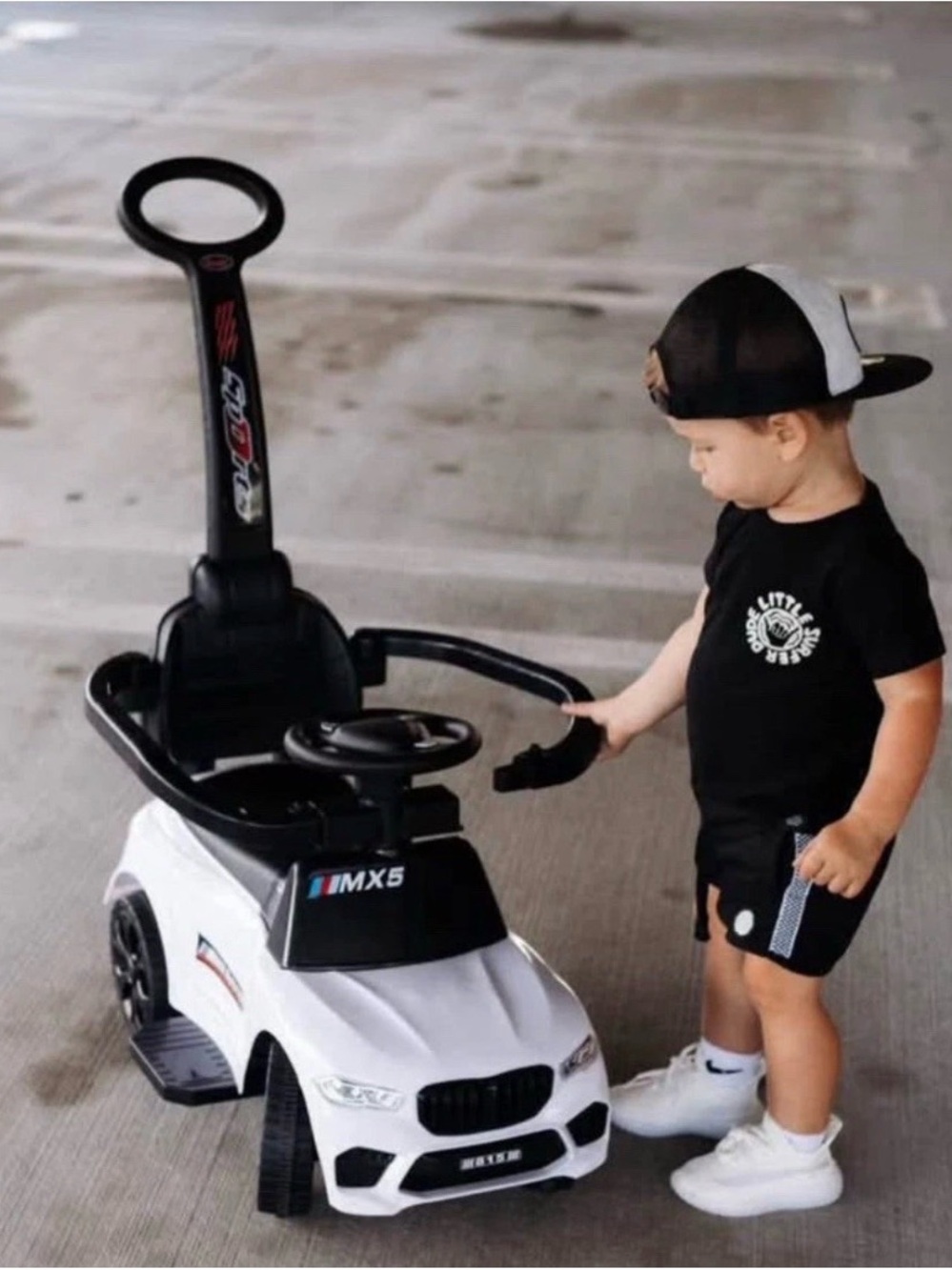4in1 BWM Push Car Kids Ride on Stroller Toddler Sliding Walking Cars  White